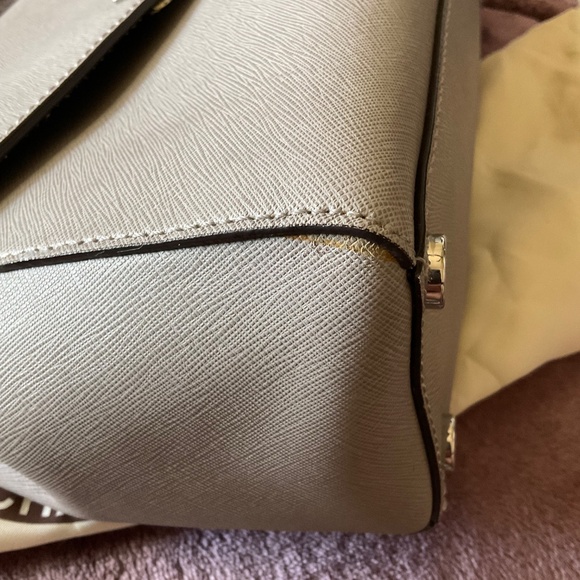 Michael Kors Ava Satchel Medium Gray Saffiano Leather Handbag Purse - Picture 12 of 12